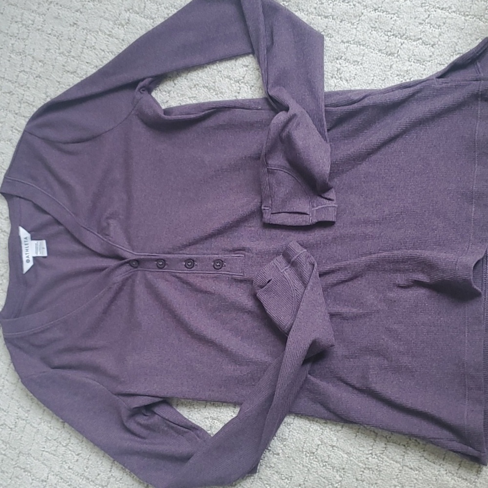 Athleta Purple Ribbed Henley - Picture 2 of 5
